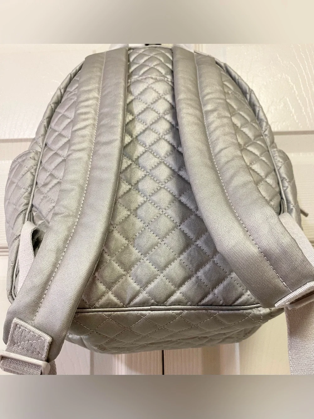 Vera Bradley Women's Signature Cotton Small Backpack Bookbag | Silver Pearl NWOT